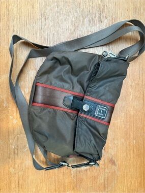 Hedgren Brown Crossbody Bag with Red Trim
